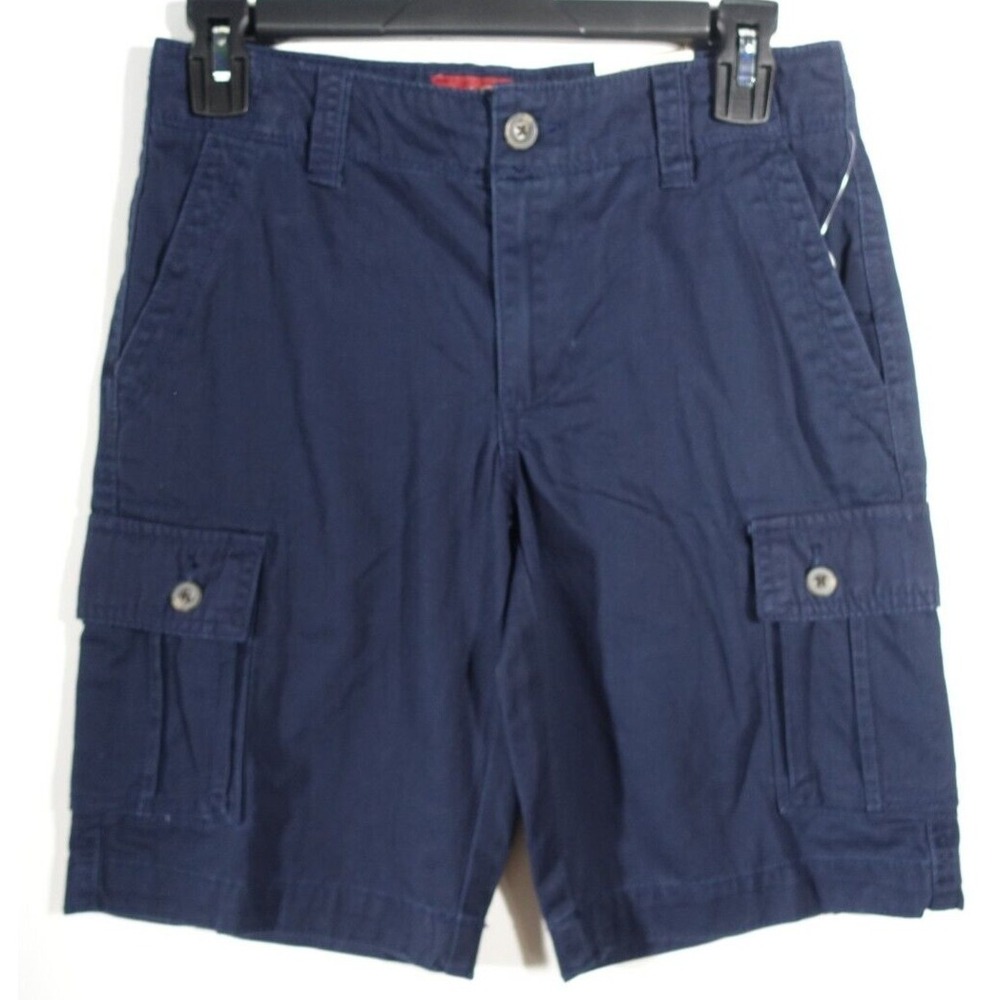 Arizona Jean Co Cargo Shorts Boys 8 Husky Adjustable Waist Cotton Navy Blue